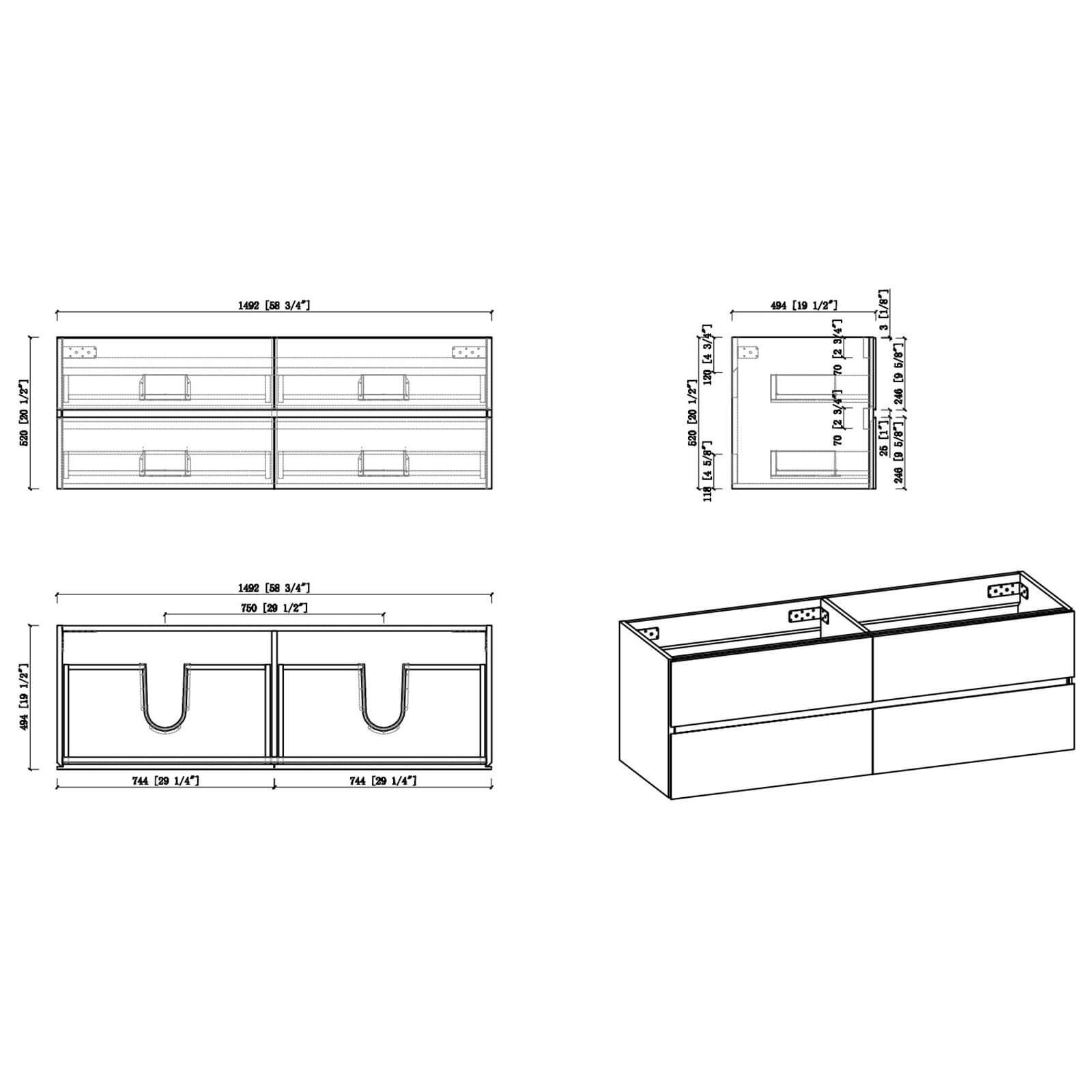 W1573GTP155849 Bathroom vanity cabinet dimensions and specifications