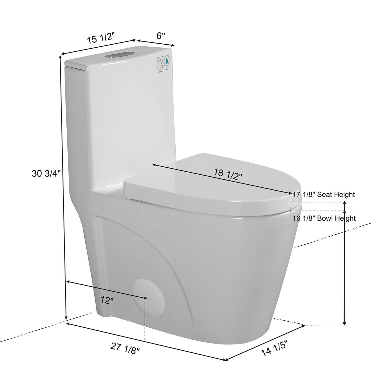 W1573GTP201343 Toilet Dimensions