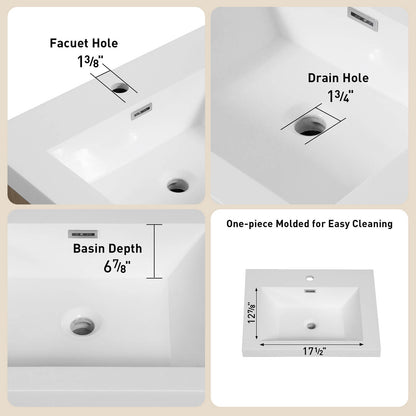 24&quot; Modern Floating Single-Sink Vanity with Gold Accents