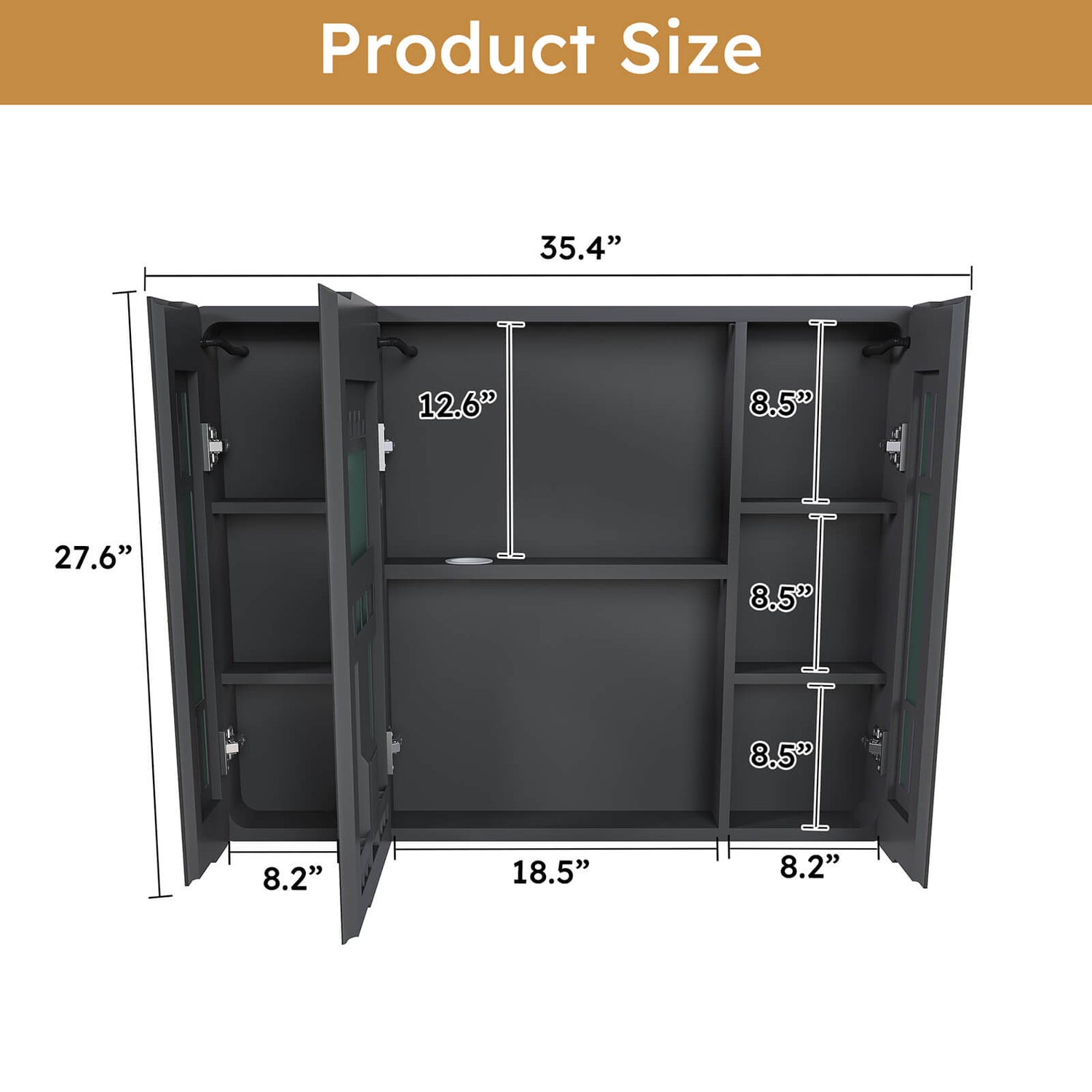 35&quot; x 28&quot; LED Medicine Cabinet with Defogger