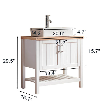 32&quot; Freestanding Vessel Vanity with Solid Wood Structure