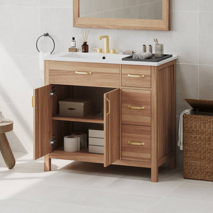 Wall Mounted 36 Inch Single Sink Vanity with Ample Storage
