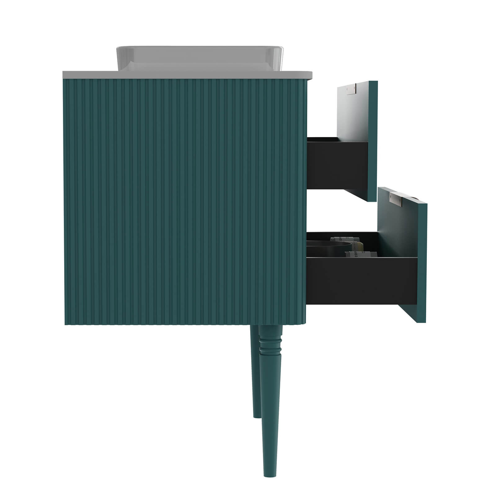 Wall mounted bathroom cabinet with gold concealed handles