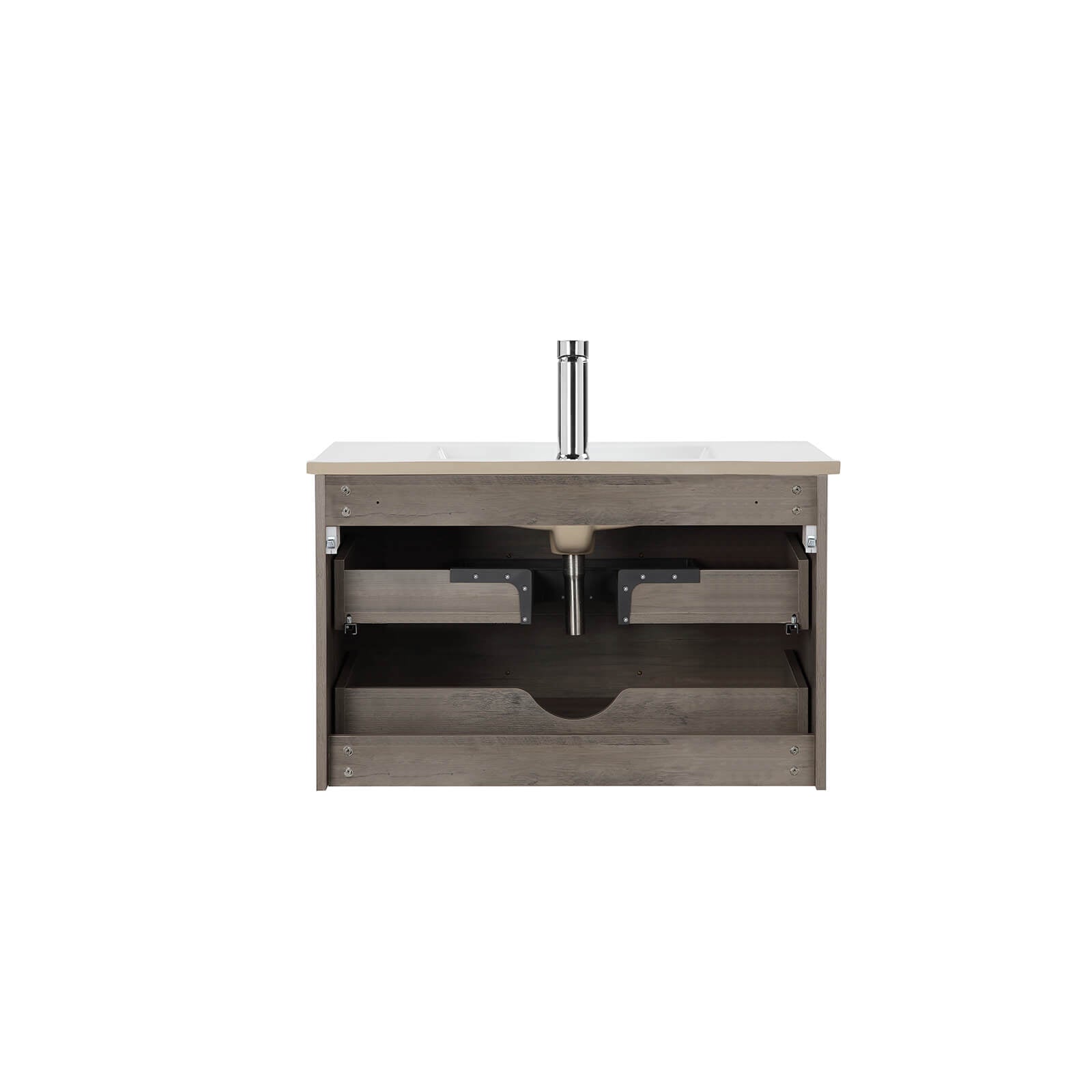 Wall mounted vanity featuring modern floating appearance