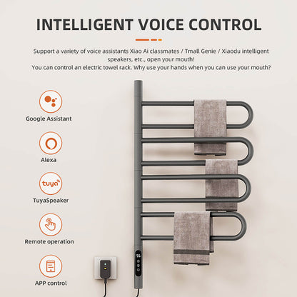 Wall-mounted towel warmer with four rotating heated bars