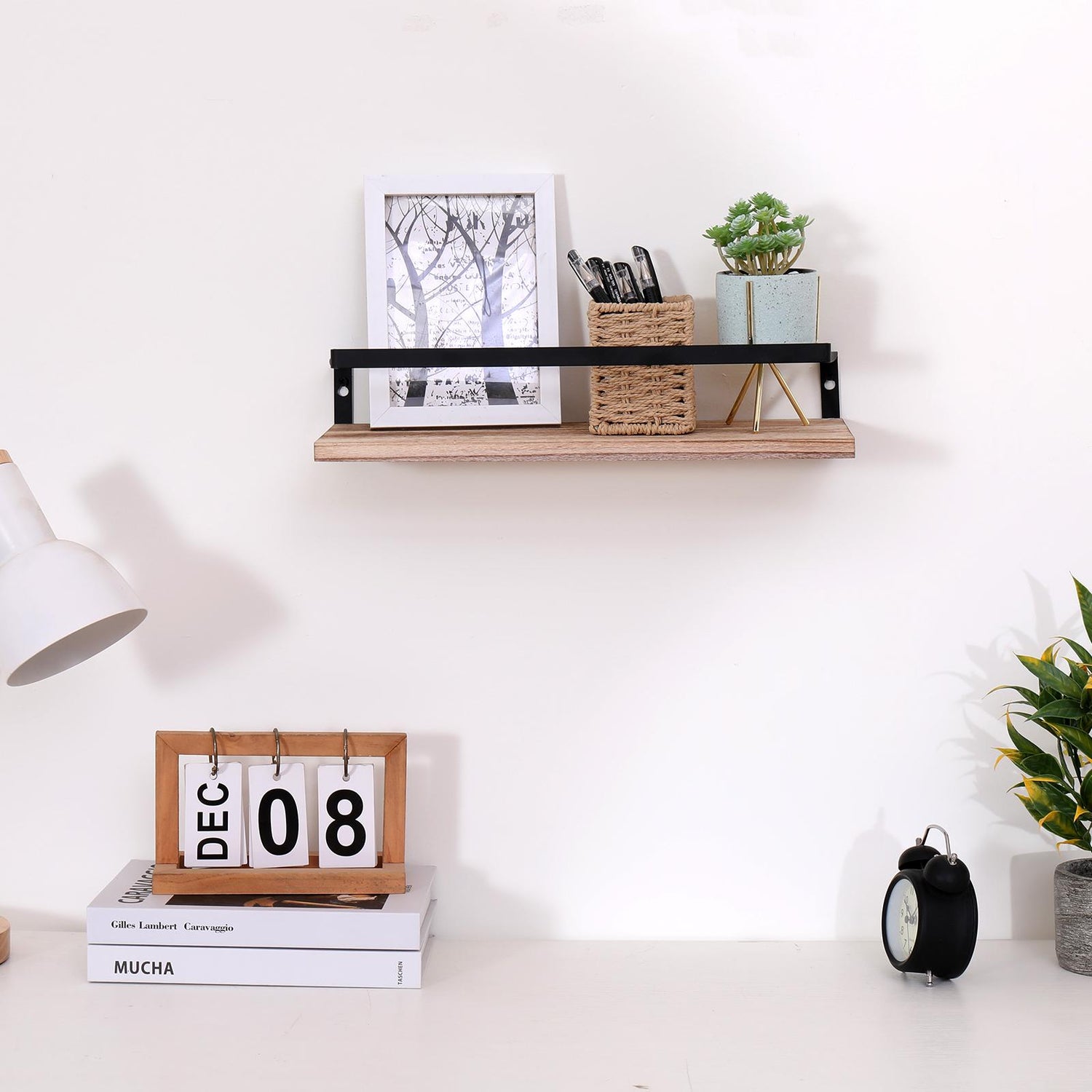 Wall-Mounted Shelves with Brackets for Bathroom Storage Organizer (Set of 2)