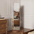 Walnut rotating mirror reflecting vintage bedroom furniture in French style
