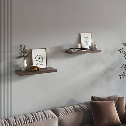 31.5" Walnut Floating Shelves for Bathroom Storage (Set of 2)