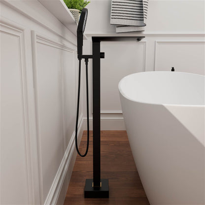 Waterfall 360 Swivel Floor Mount Tub Filler with Handheld