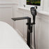 Waterfall Freestanding Bathtub Faucet 360 Swivel Floor Mount Tub Filler with Handheld Sprayer
