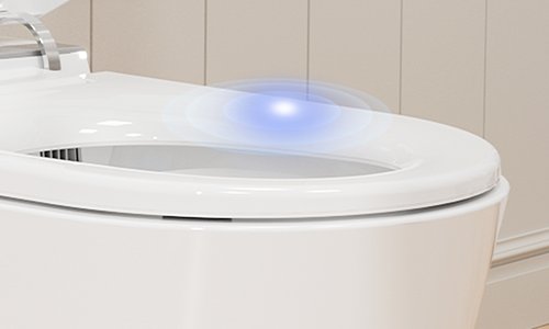 When you get up, the toilet will automatically flush when you leave.