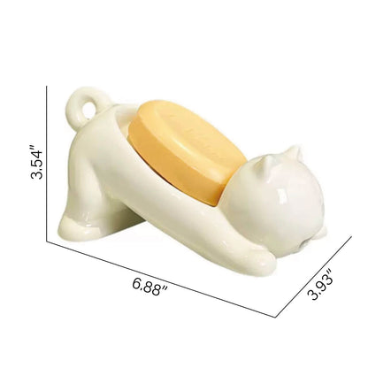 Whimsical cat design bathroom soap dish ceramic material