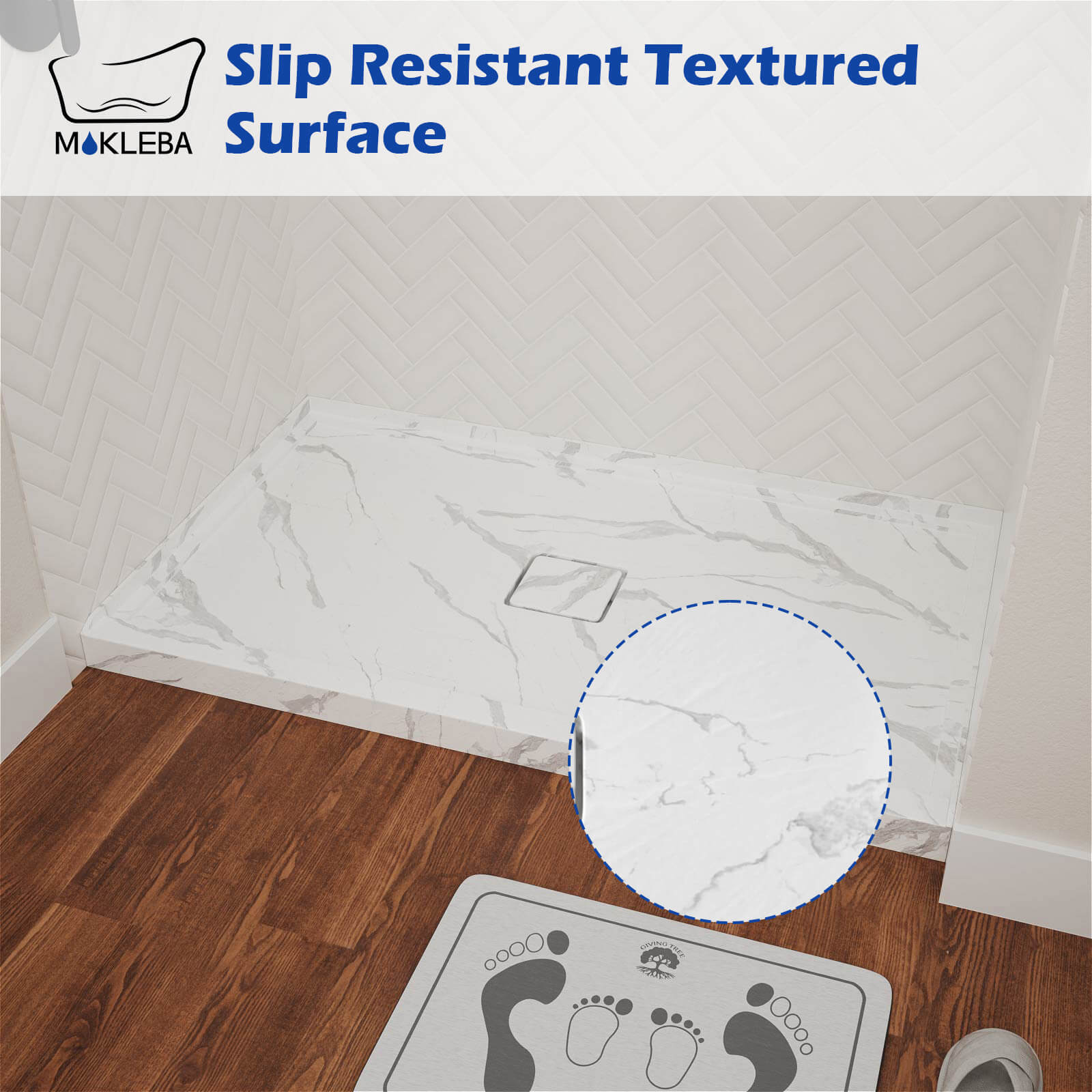 White marble pattern shower base for contemporary bathrooms