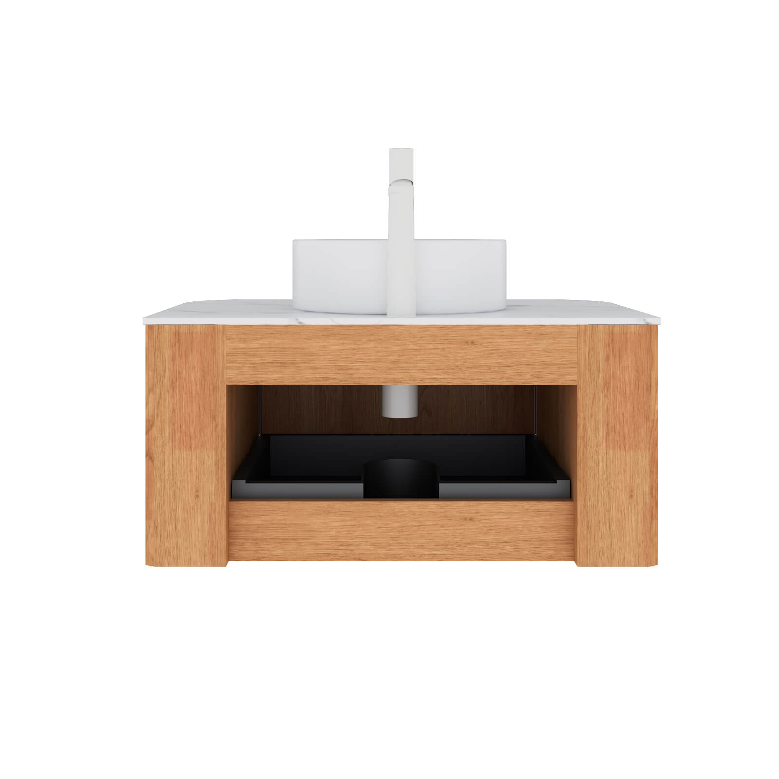 White oak vanity with premium hardware and modern design