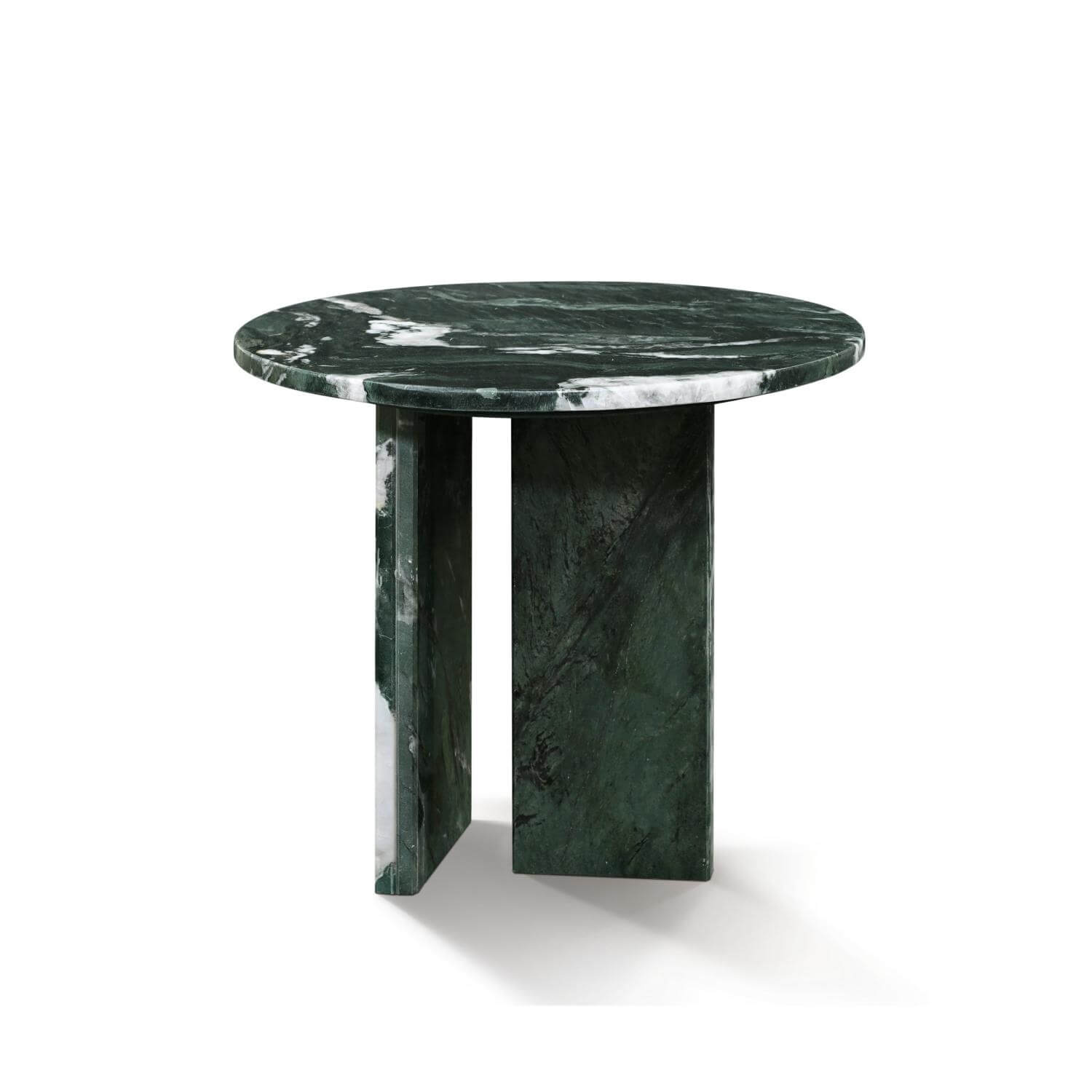 18" Modern Round Green Natural Marble Side Table for Bathroom and Livingroom