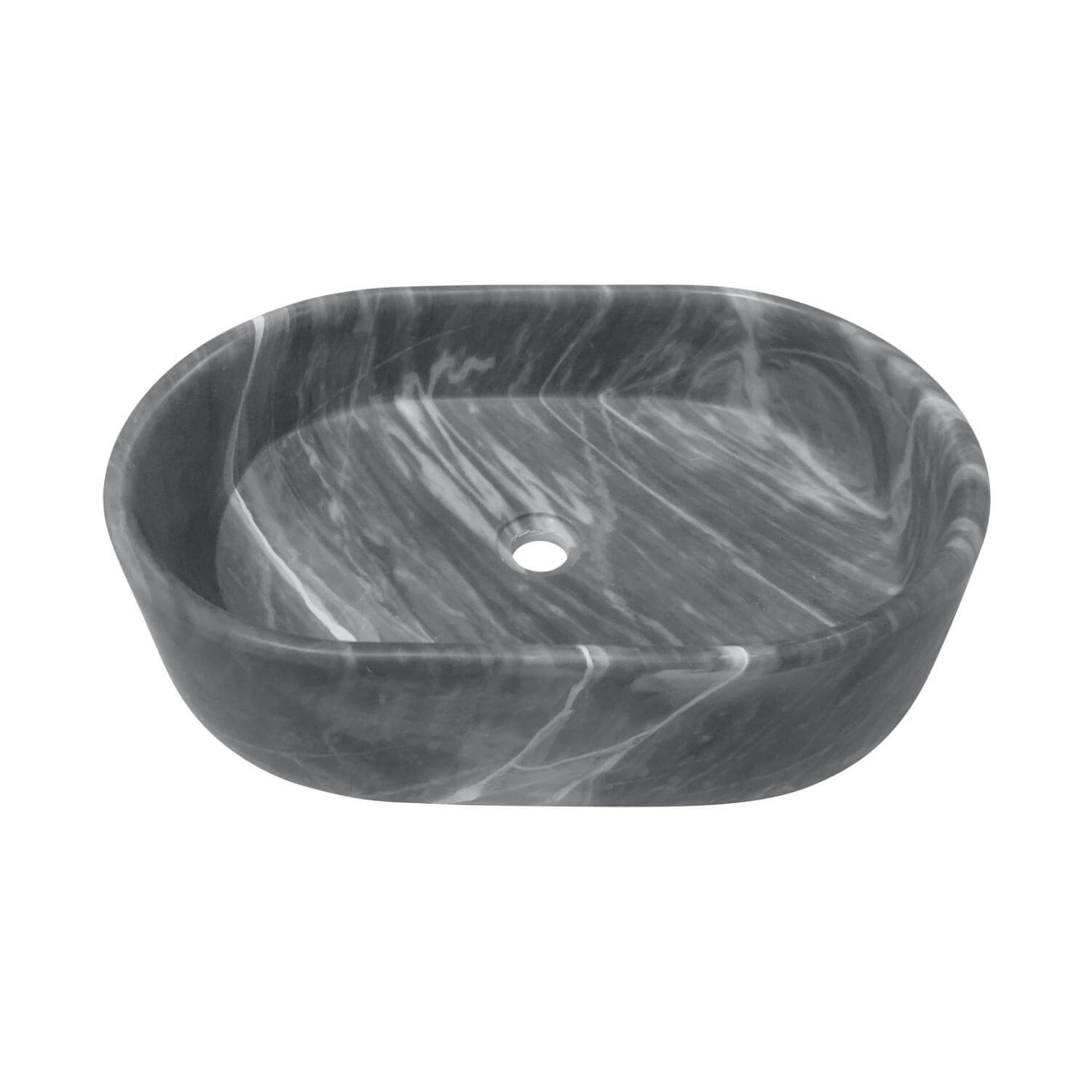 24" Gray Marble Oval Vessel Sink for Bathroom Vanity Countertop