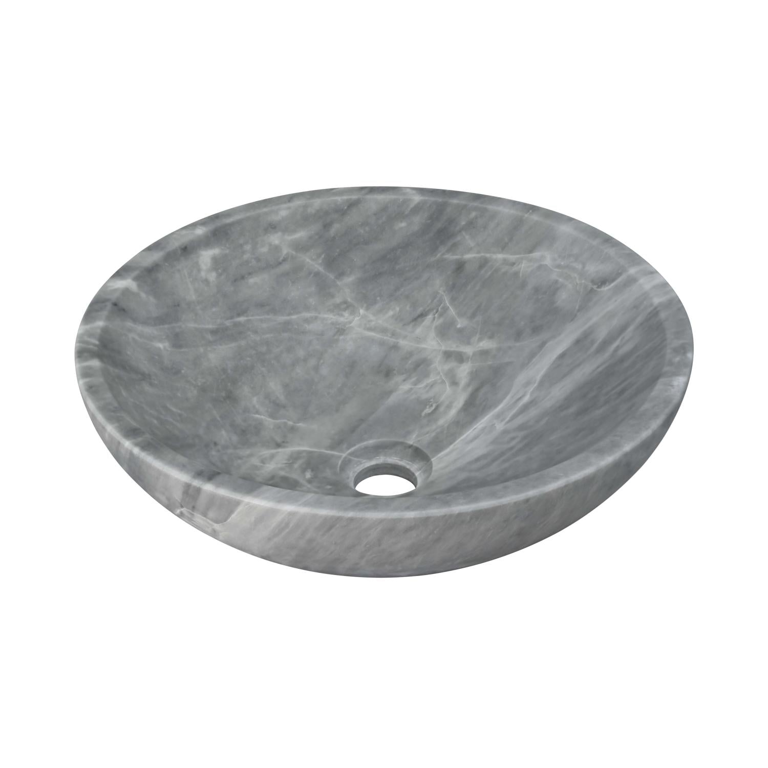 16" Gray Marble Round Above-Counter Bathroom Sink