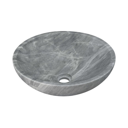 16" Gray Marble Round Above-Counter Bathroom Sink