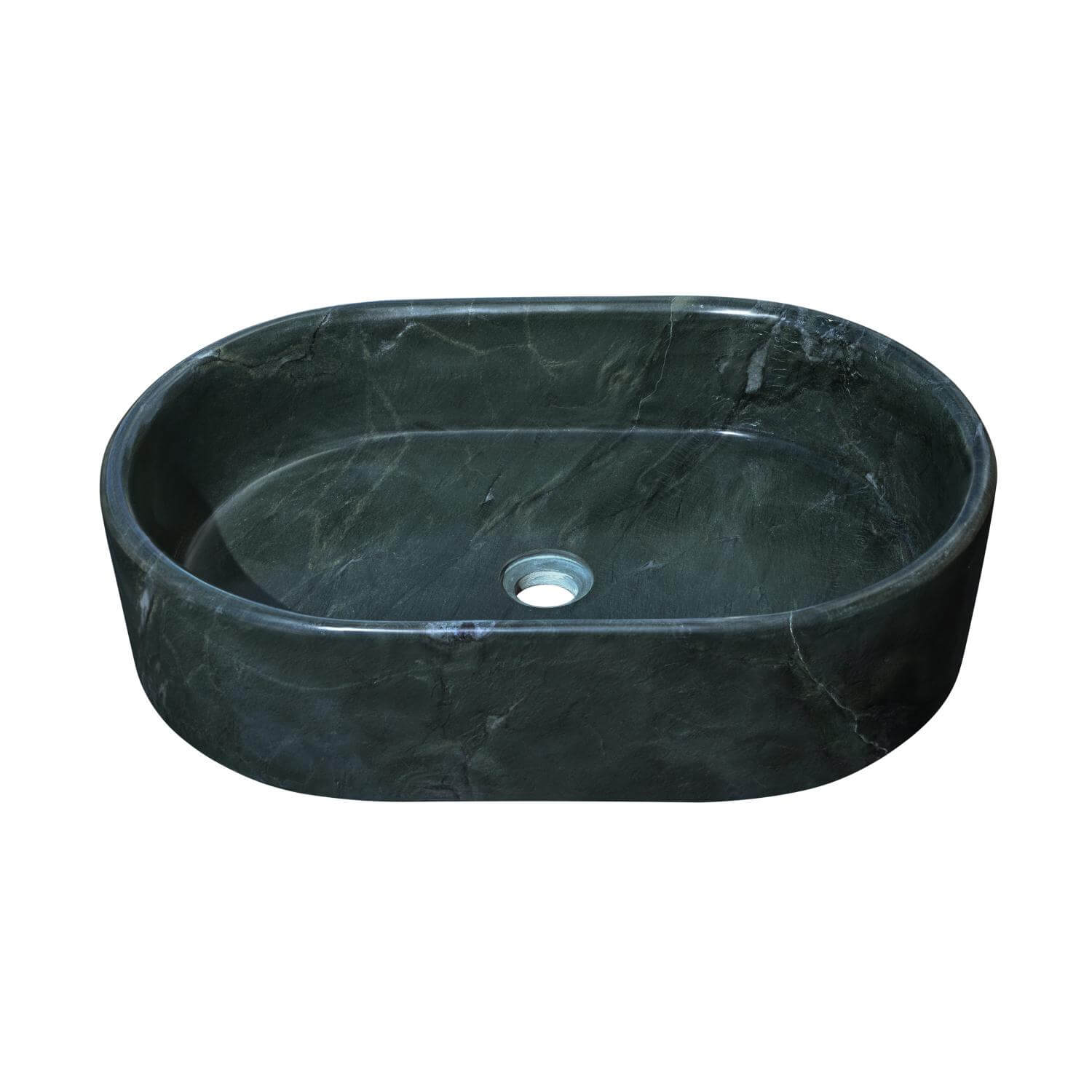 24" Green Natural Marble Oval Bathroom Vessel Sink for Vanity Countertop
