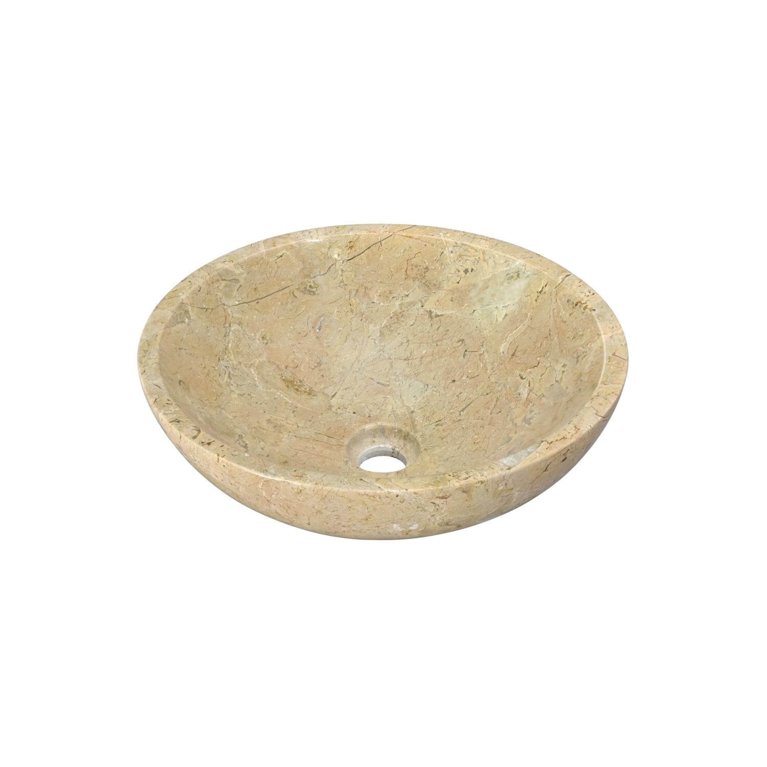 16" Beige Marble Round Above-Counter Bathroom Sink