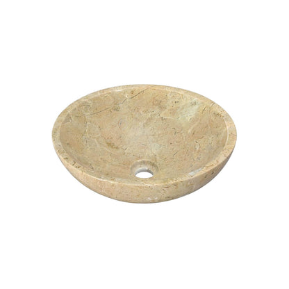 16" Beige Marble Round Above-Counter Bathroom Sink