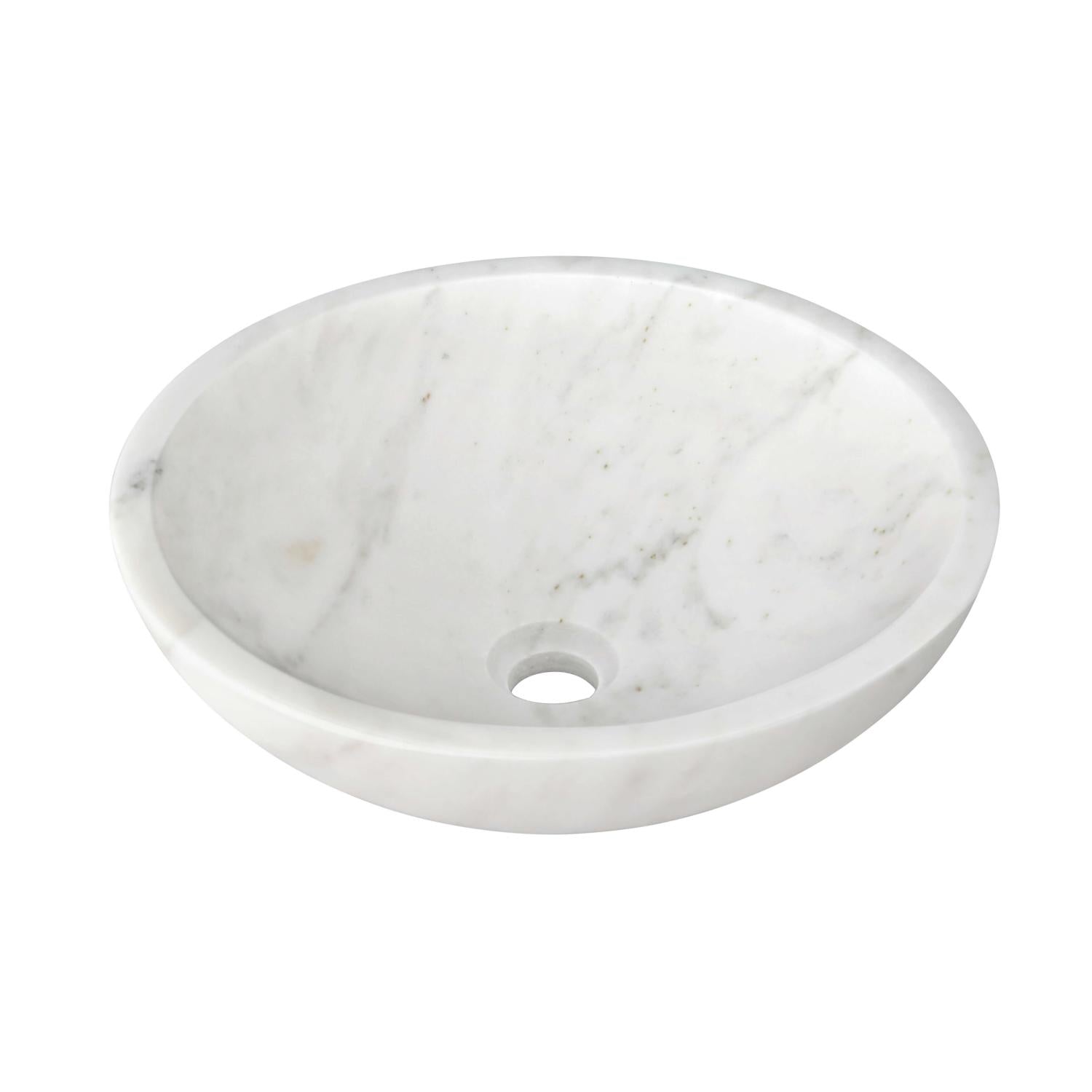 16" White Marble Round Above-Counter Bathroom Sink