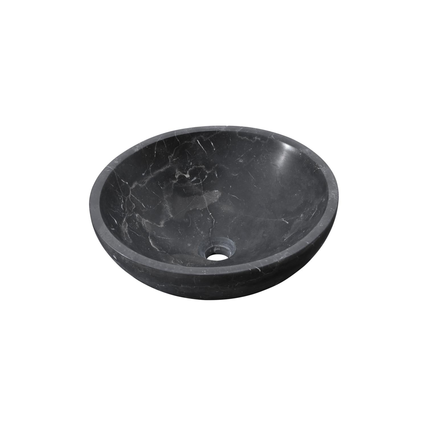 16" Dark Gray Marble Round Above-Counter Bathroom Sink