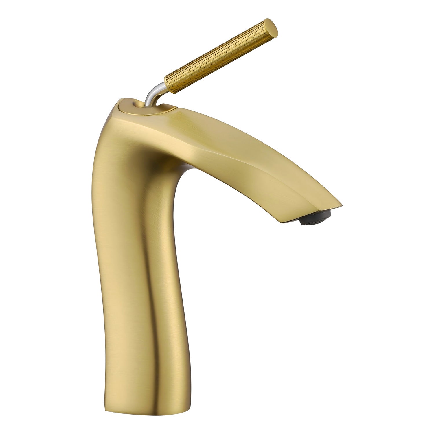 White Background Image of Brushed Gold Single Hole Bathroom Faucet Brass