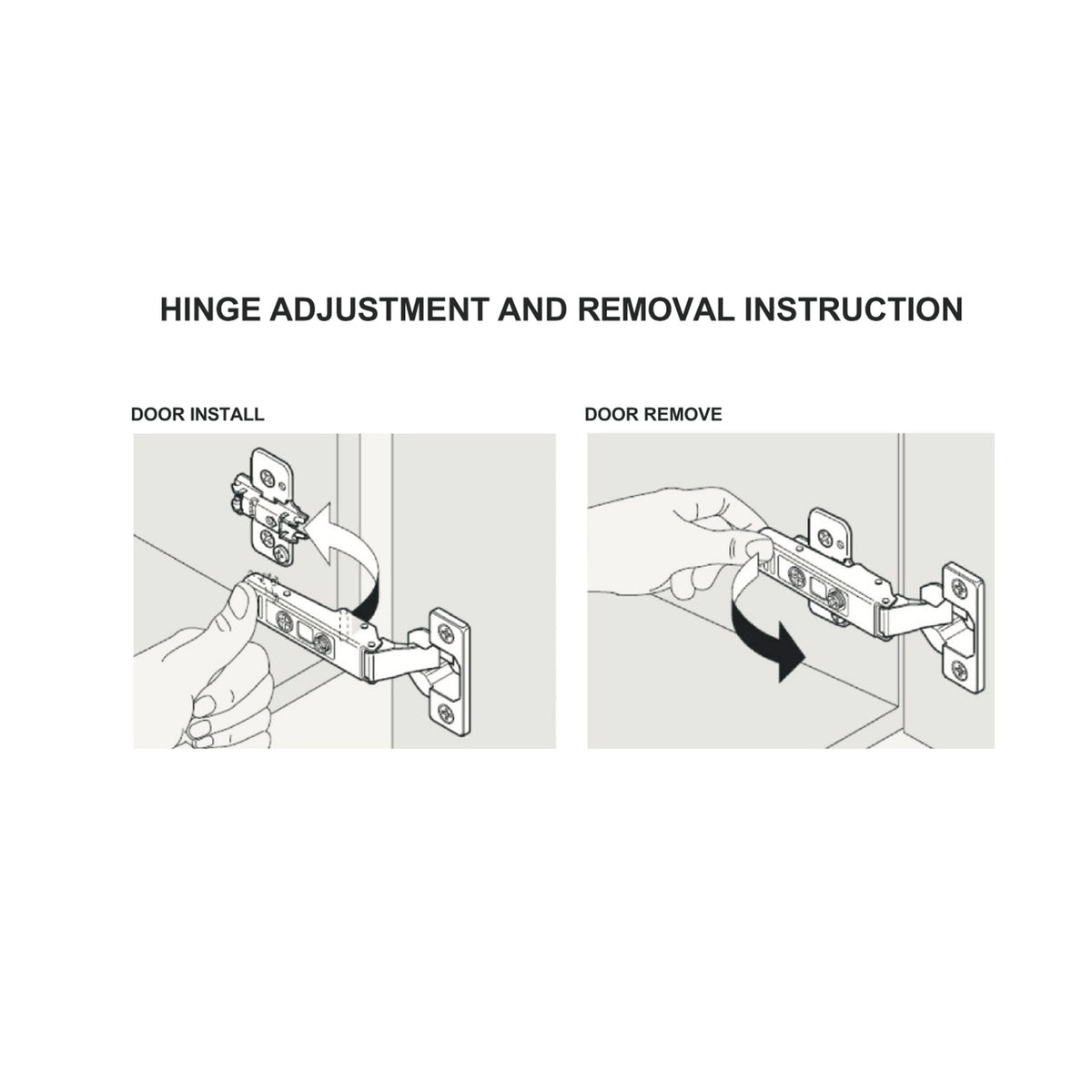 White Oak Bathroom Vanity Cabinet Door Hinge Installation and Removal Instructions