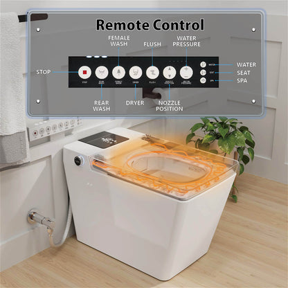 Square Smart Bidet Toilet with Water Tank, Radar Sensor, Heated Seat, Drying Function
