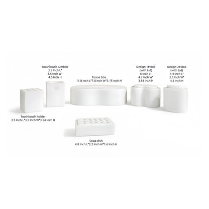 White marble bathroom accessories set dimension