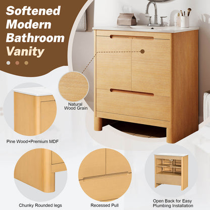 White oak bathroom vanity made with solid wood and premium MDF