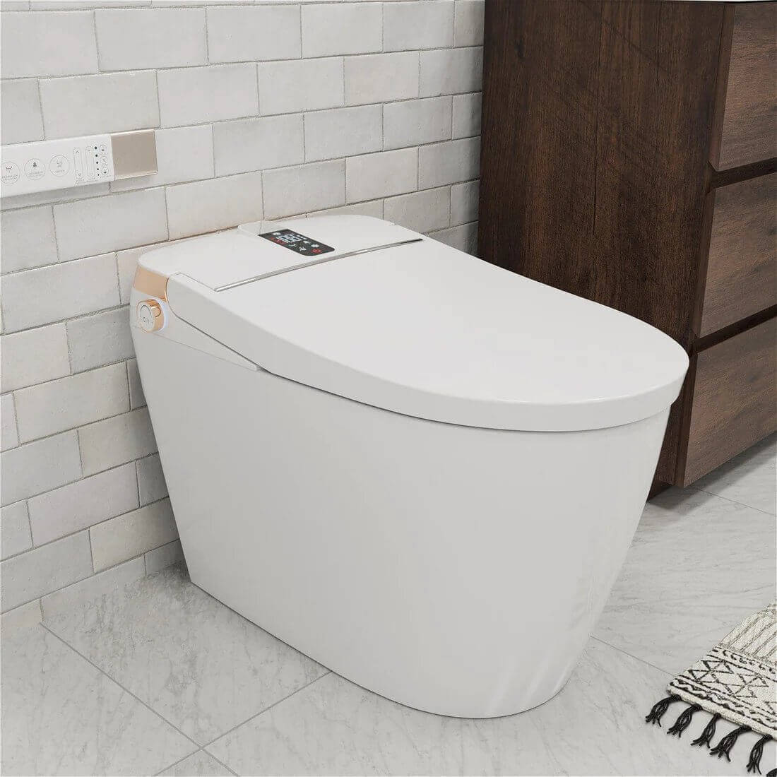 White one-piece floor-Mounted toilet