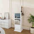 White rotating mirror cabinet for bedroom outfit fitting