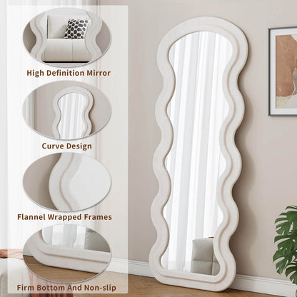 White wavy flannel mirror with HD glass and non slip base
