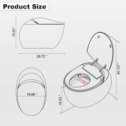 Modern Egg-Shaped Floor Mounted Smart Toilet with Built-in Water Tank