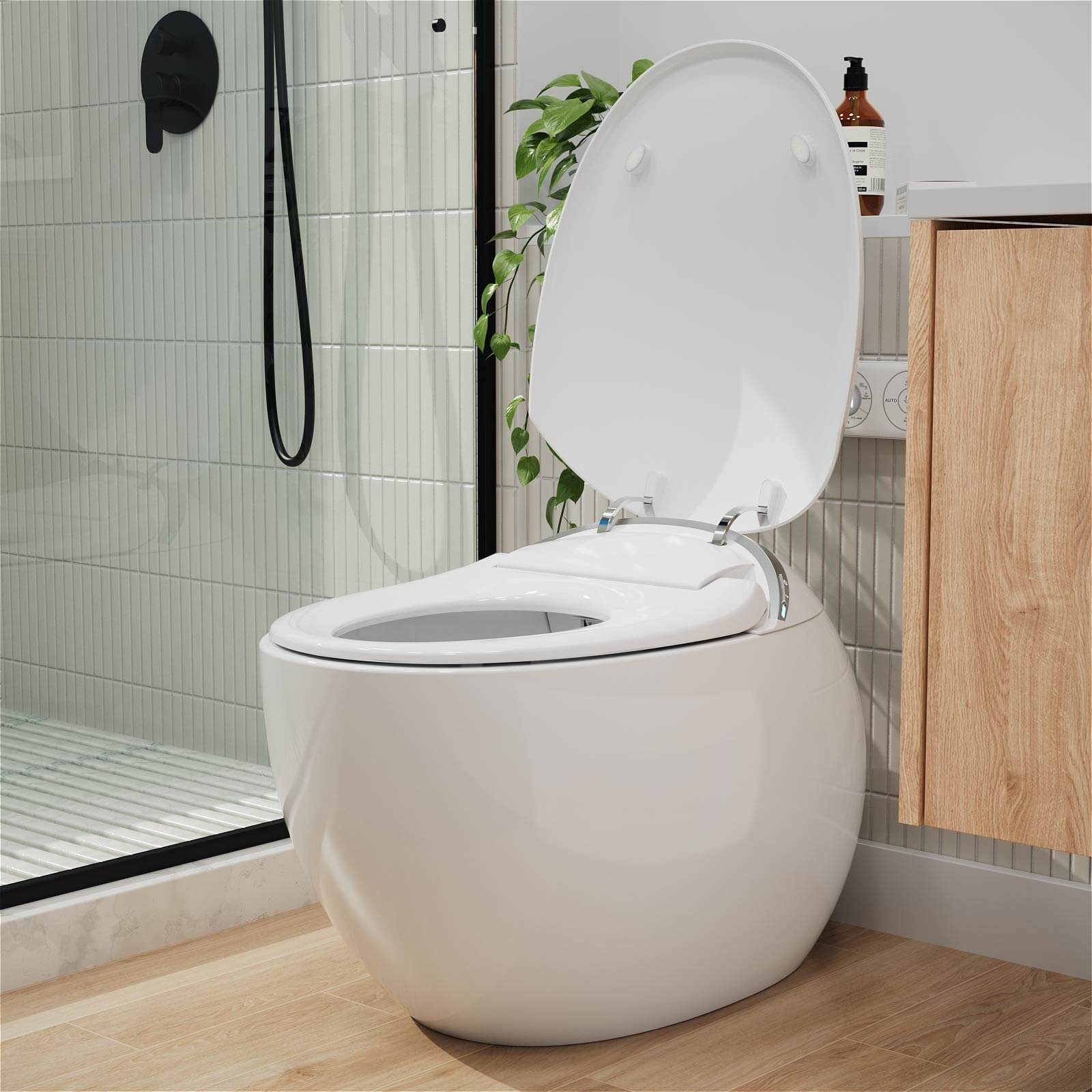 Modern Egg-Shaped Floor Mounted Smart Toilet with Built-in Water Tank