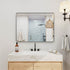 Wide black framed rounded corner vanity mirror