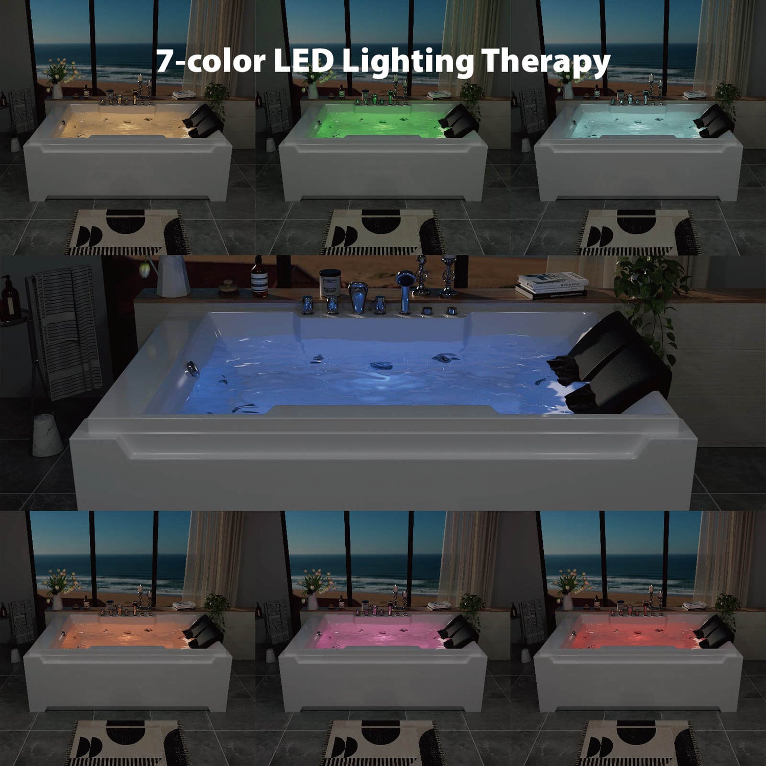 71 Zoll Eck-Whirlpool-Badewanne, Luftdüsenmassage, Badewanne mit Handbrause und LED-Licht