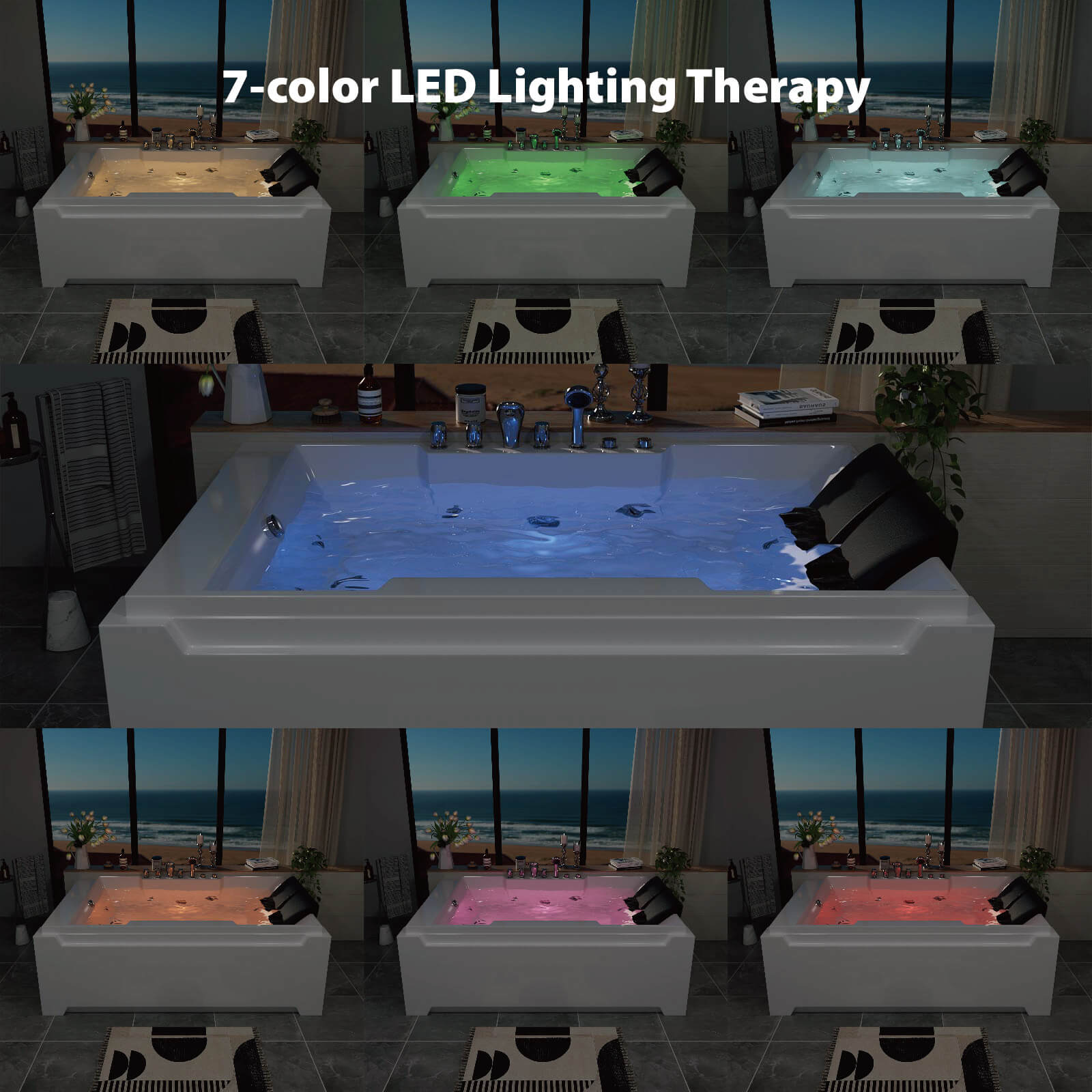 71 Zoll Eck-Whirlpool-Badewanne, Luftdüsenmassage, Badewanne mit Handbrause und LED-Licht