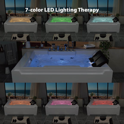 71 Zoll Eck-Whirlpool-Badewanne, Luftdüsenmassage, Badewanne mit Handbrause und LED-Licht