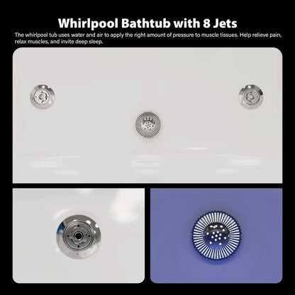 71 Zoll Eck-Whirlpool-Badewanne, Luftdüsenmassage, Badewanne mit Handbrause und LED-Licht