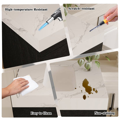 Faux Marble Countertop Ceramic Sink Heat and Scratch Resistant Performance Test