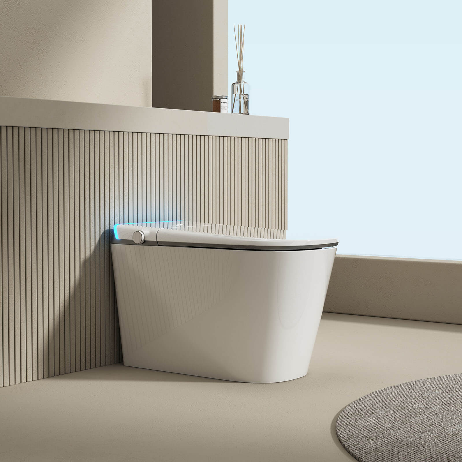 White Silent Flushing Smart Bidet Toilet
