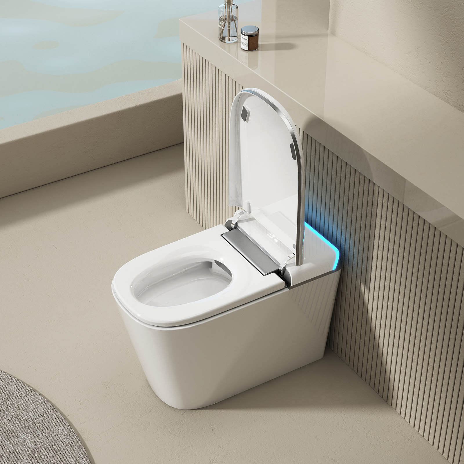 Built-in Water Tank High-Tech Toilet White
