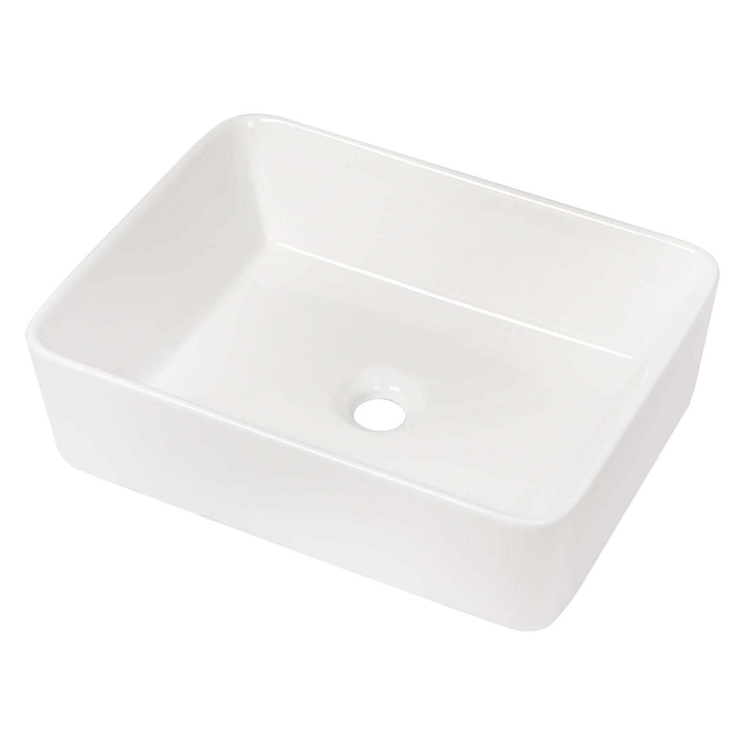 above counter white ceramic sink with clean edges