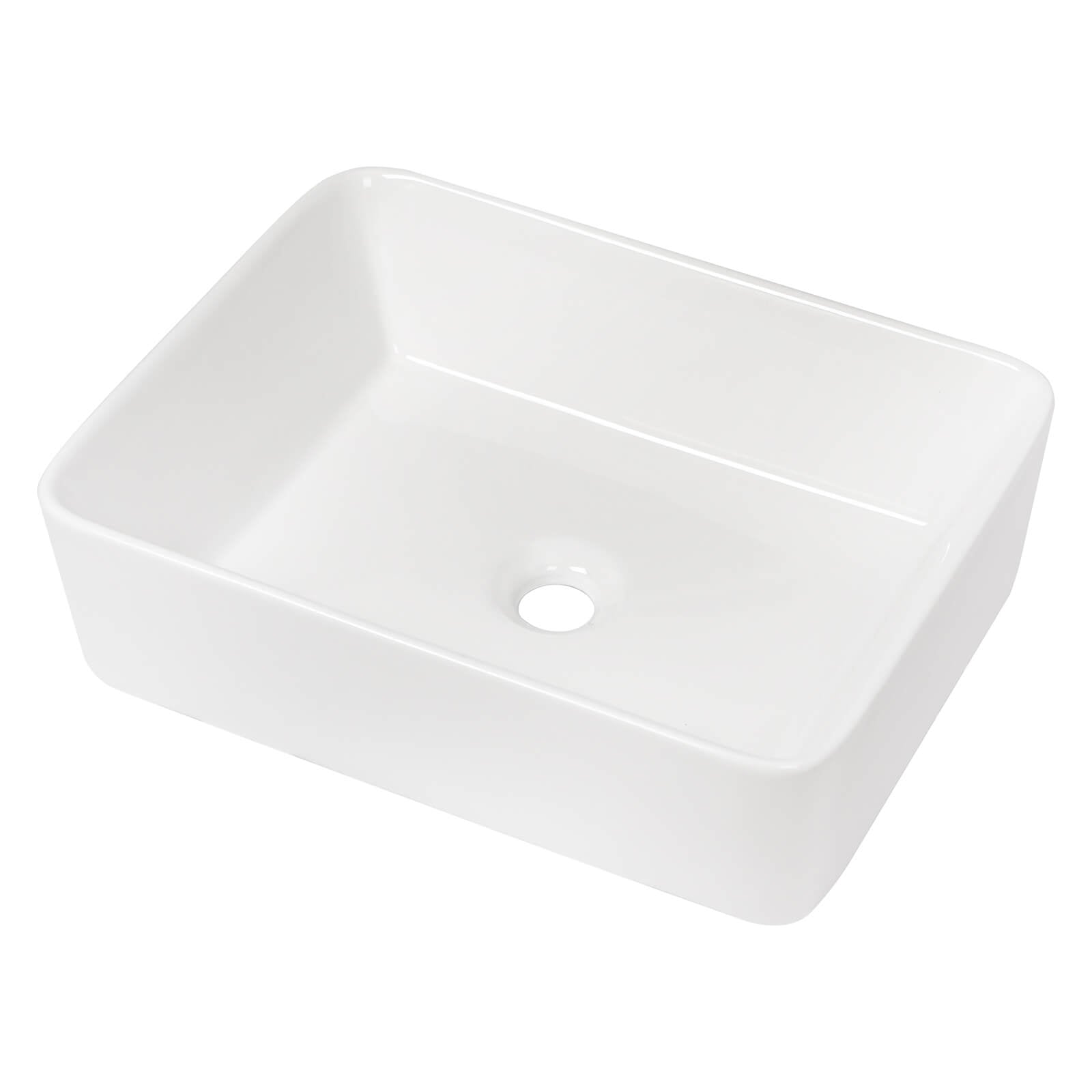 above counter white ceramic sink with clean edges
