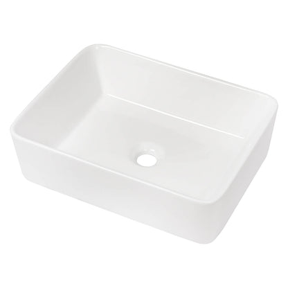 above counter white ceramic sink with clean edges