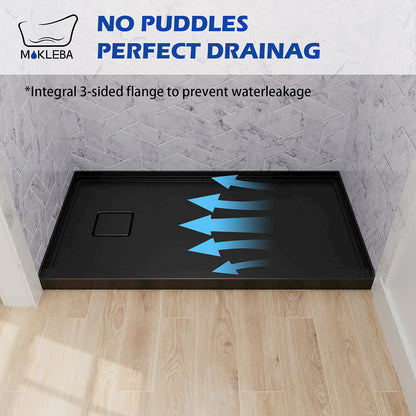 acrylic shower base with 3 sided flange to prevent water leakage