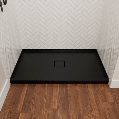 acrylic shower pan with center drain design and durable composite construction
